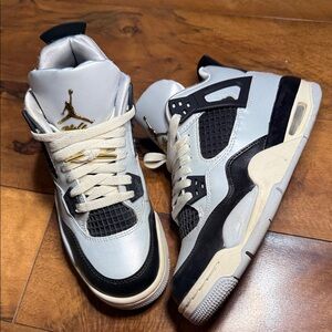 Jordan Kids Sneakers in White, Black, and Gold